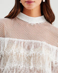 Ava Trimmed Lace Blouse White
