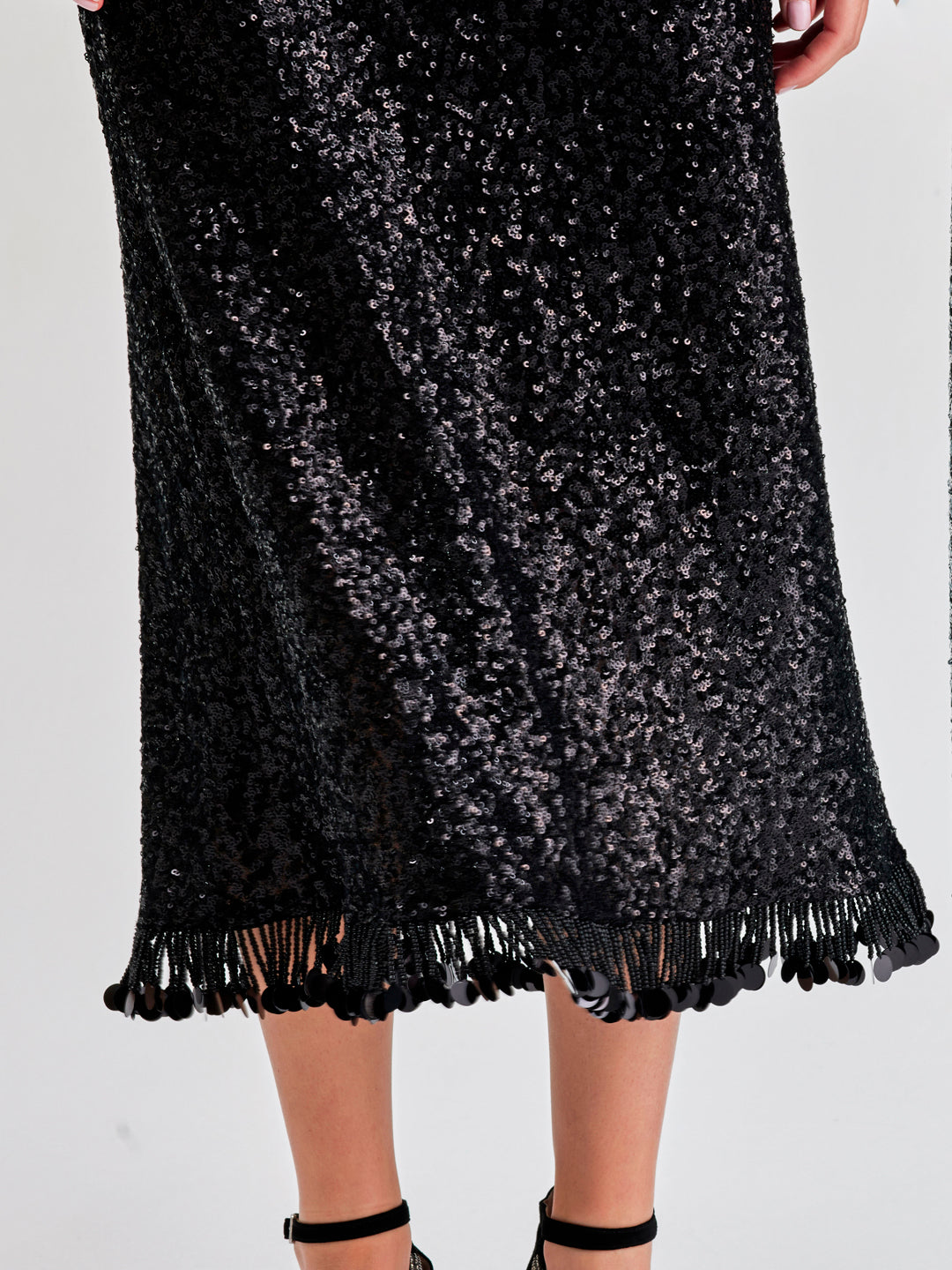 Sophisticated Lupita Skirt Black with fringe details for added movement