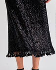 Sophisticated Lupita Skirt Black with fringe details for added movement