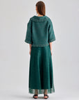 Mesmerizing Vera Skirt in green with fluid tulle layers and radiant finish