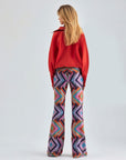 Wide-leg Siara Pants in vivid geometric designs and high-rise fit, combining comfort with bold style