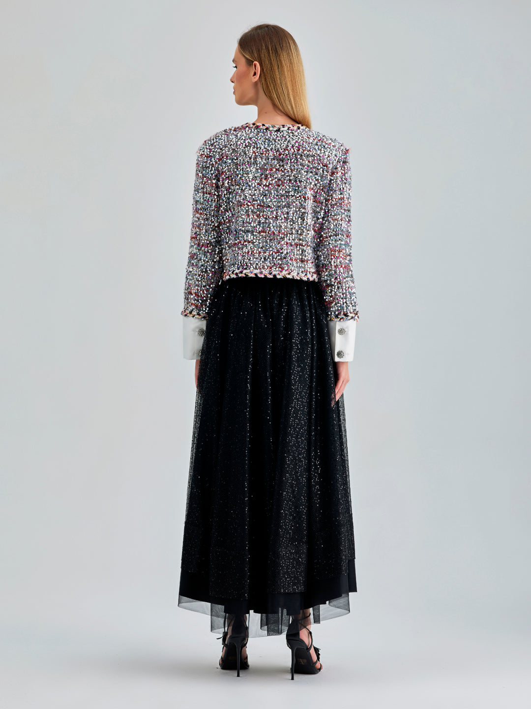 Freya Skirt with an elegant shimmer, designed with sheer tulle and sequins for timeless sophistication