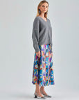 Cora Skirt in cool hues with geometric patterns and Lycra lining for a comfortable, flattering fit