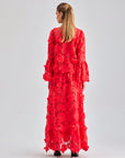 Flared sleeve coral set for summer weddings