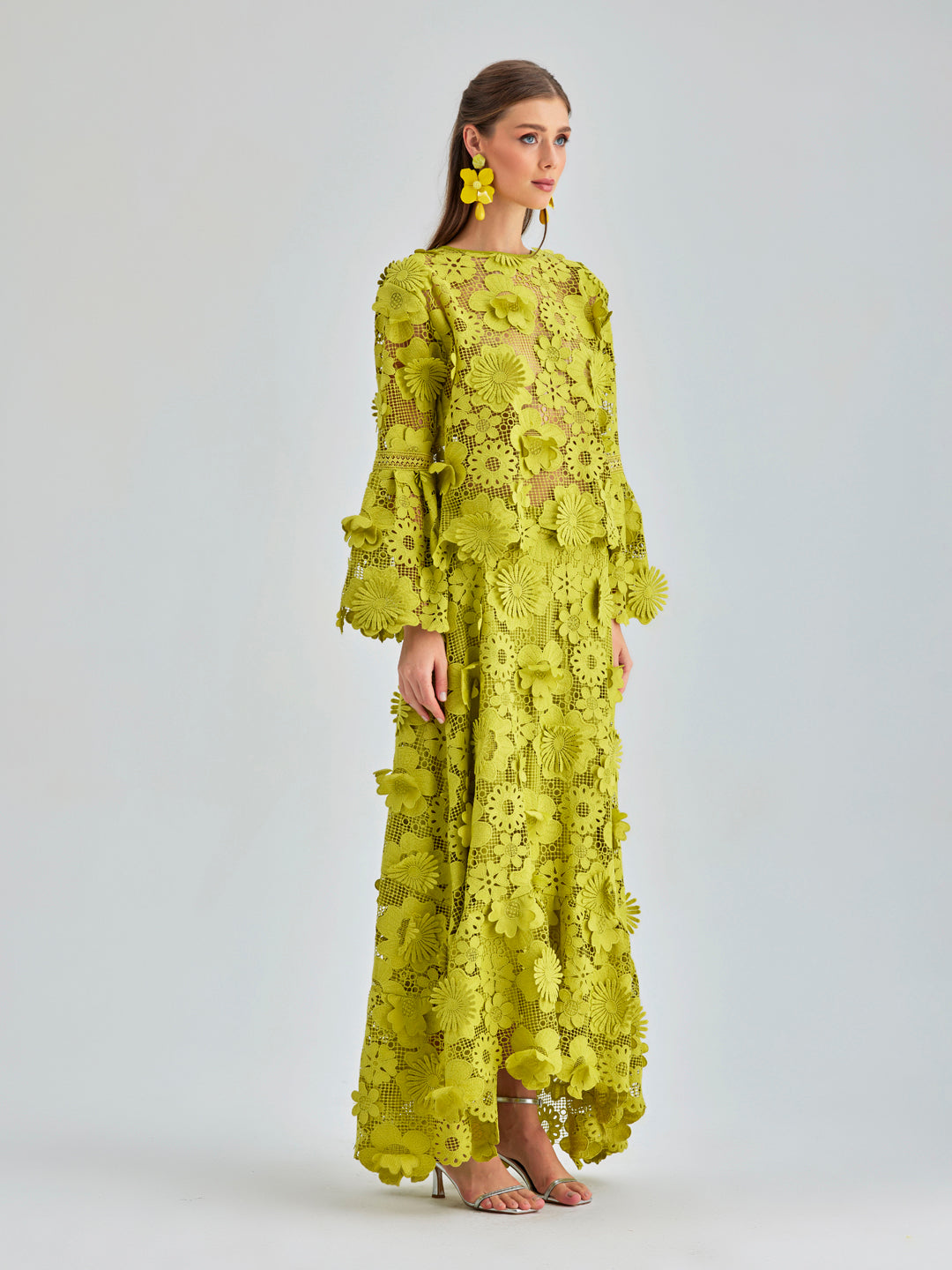 Green lace two-piece outfit perfect for garden parties