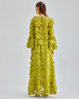 Amal Set Green flowing maxi skirt with delicate lace trim