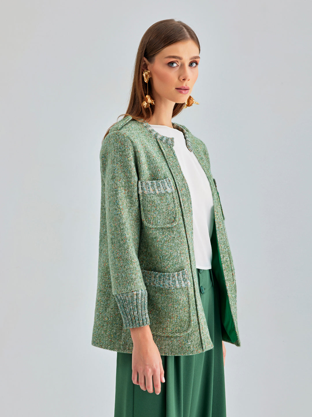 Paolina Jacket lush green knit jacket offering cozy warmth and style