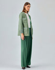 Rich green Paolina Jacket with textured knit for insulation and elegance