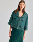 Eye-catching Remi Jacket in rich green with playful floral touches