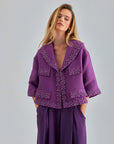 Striking Remi Jacket in rich violet with chic cropped sleeves