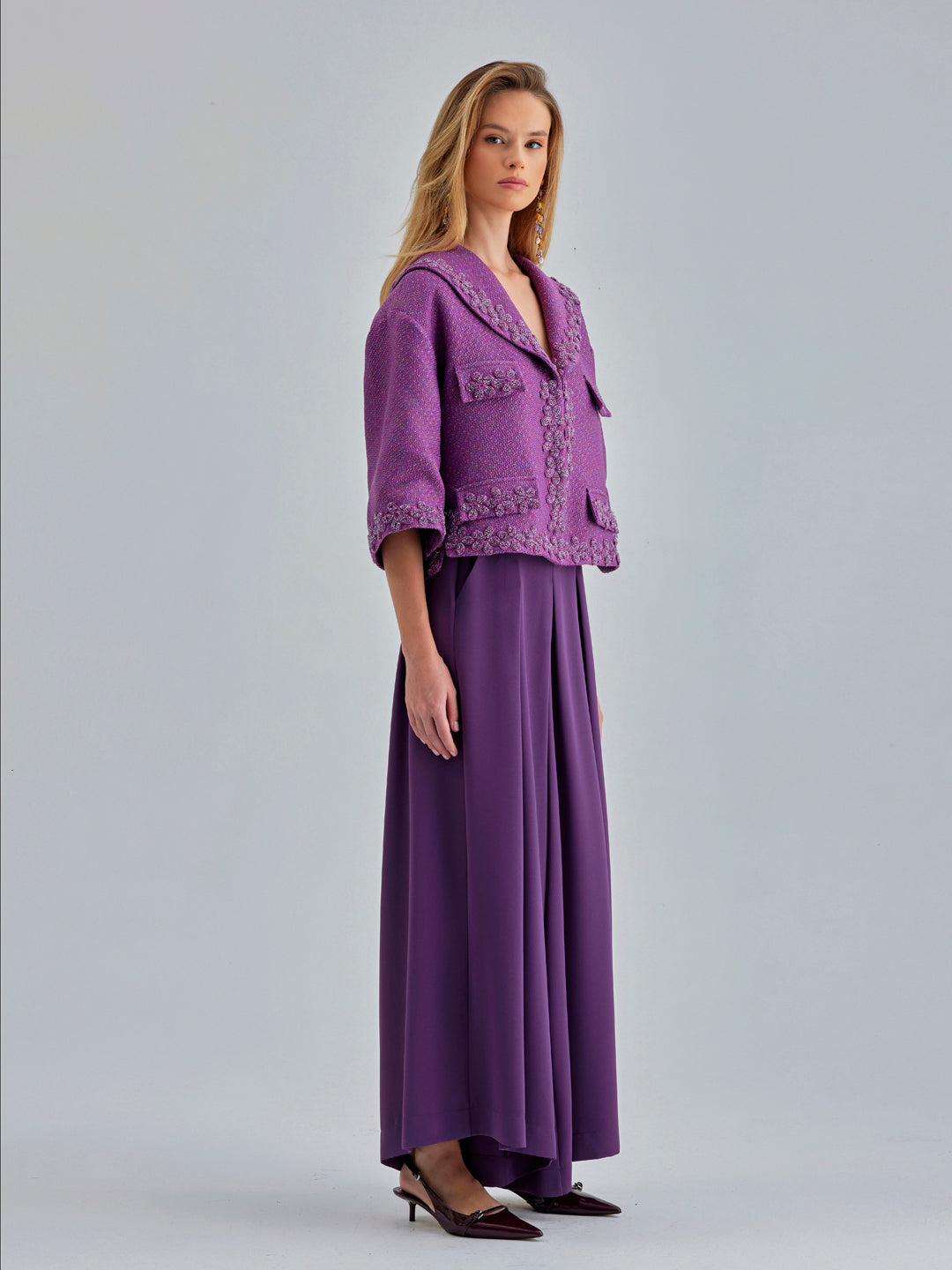 Sophisticated Remi Jacket Violet adding a pop of color to any outfit