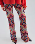 Bold Siara Pants with dynamic geometric designs and high-rise waistband for a flattering fit