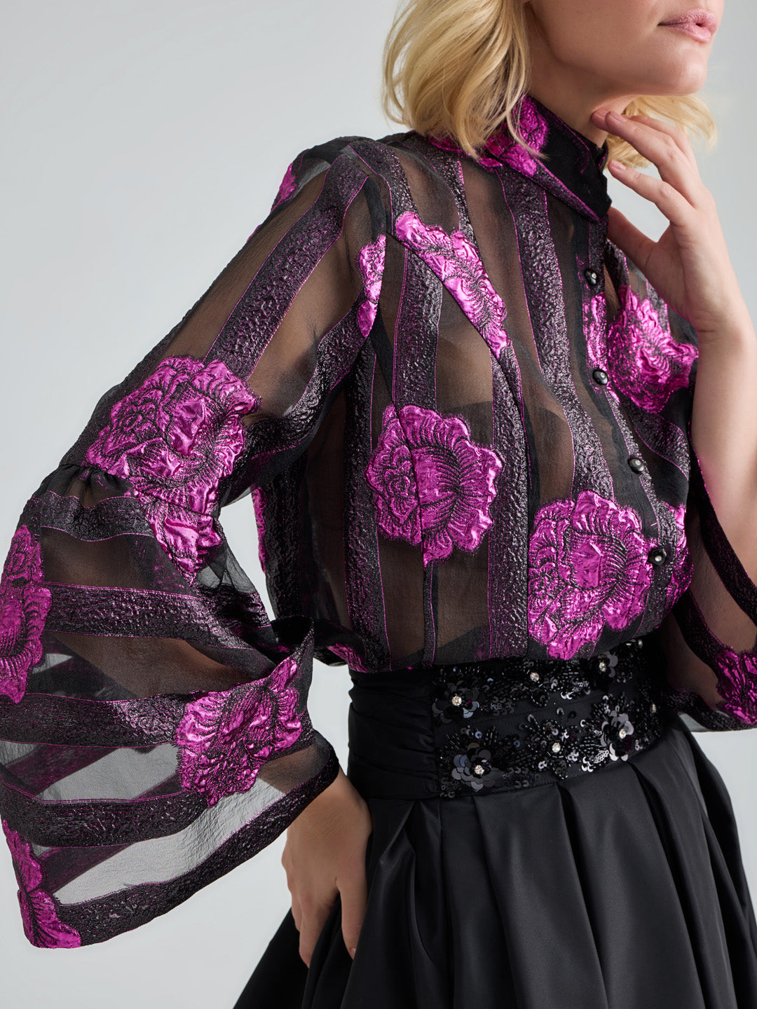 LILOU TOP - BLACK FUCHSIA