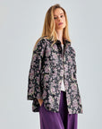 Bold Tess Jacket with playful floral details and modern V-neckline