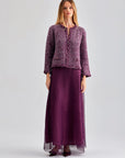 Luxurious bordeaux Nina Cardigan combining wool, PAN, and cotton for warmth